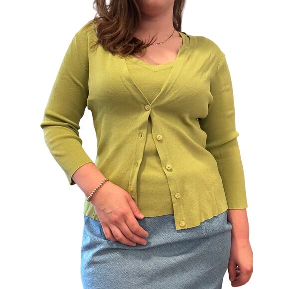 Shirt/Sweater Set, Moss Green Talbots Size L - Picture 3 of 7